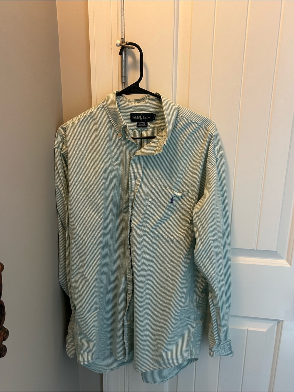 Ralph Lauren Light Green Thin-Striped Button-Down Shirt